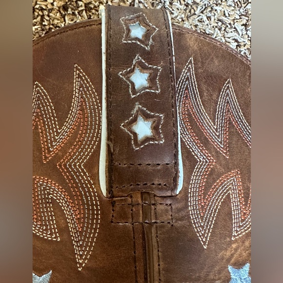 Ariat Women's Square Toe Short Boots Flame Stitch & Stars Leather vintage 9.5B - Picture 8 of 16